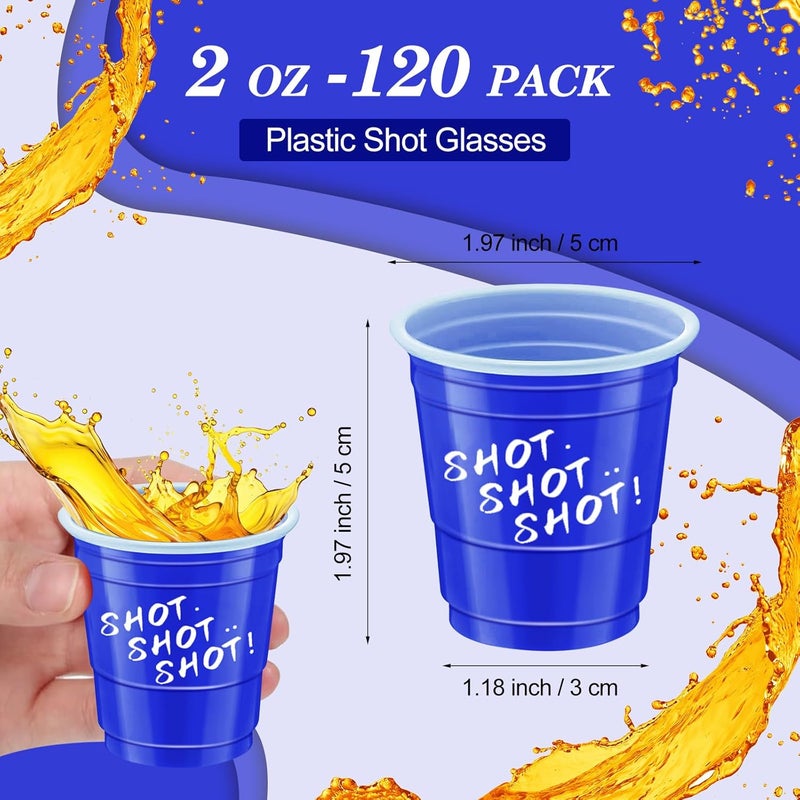 cssopenss 120 pcs Blue Plastic Shot Glasses 2 oz blue shot cups Gender Reveal shot glasses disposable for drinking Tastings served Snacks Jello Tastings and Samples - Image 2